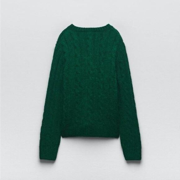 Zara Knit Cardigan With Jewel Buttons Bottle Green Size Medium NEW NWT - Picture 2 of 14